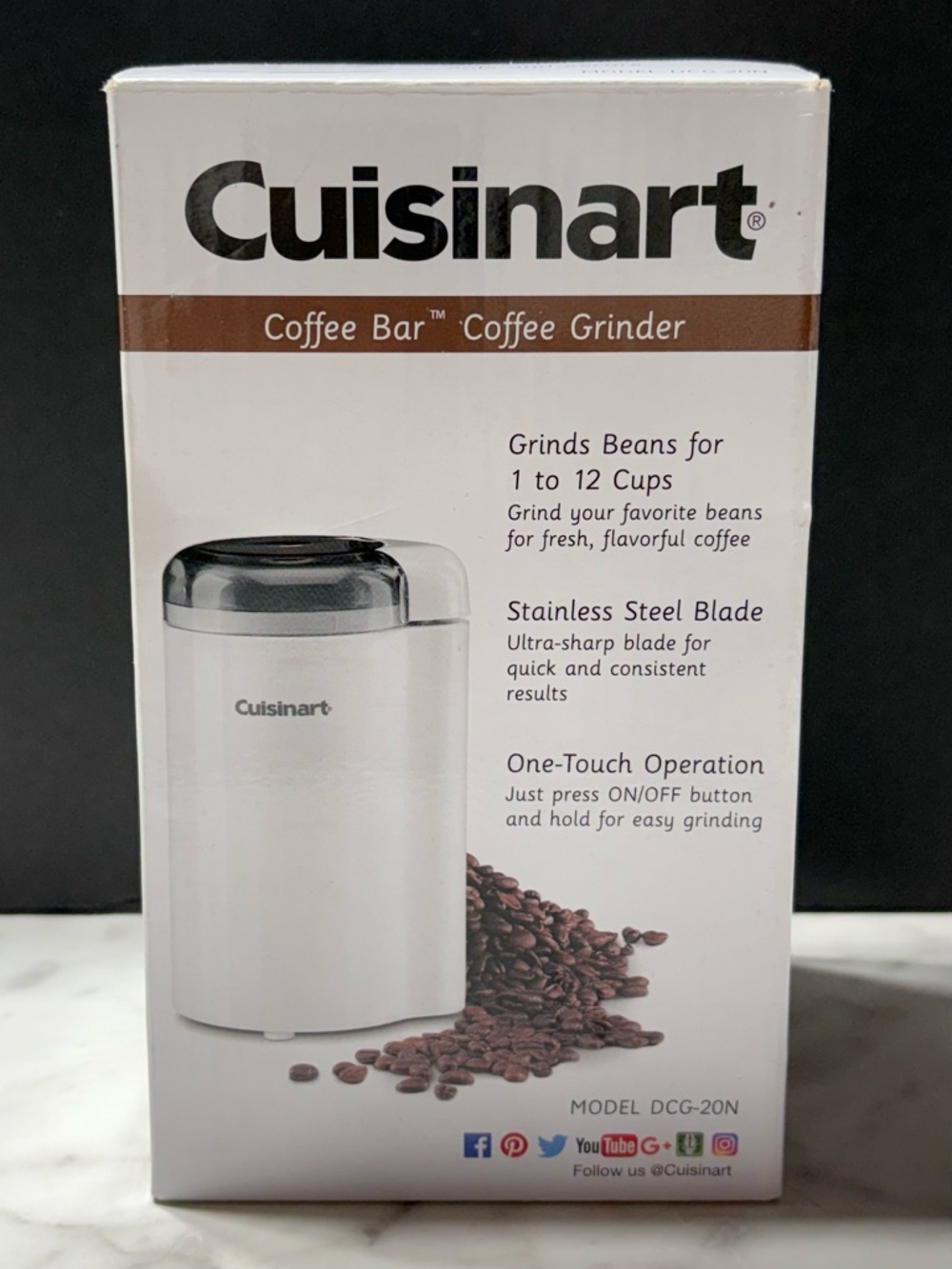 Cuisinart White Coffee Grinder Box with Brown Accent